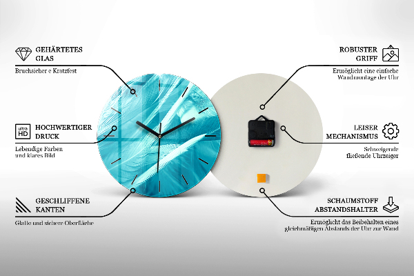 Ceas rotund de perete din sticlă Răsărit de soare Marea Baltică