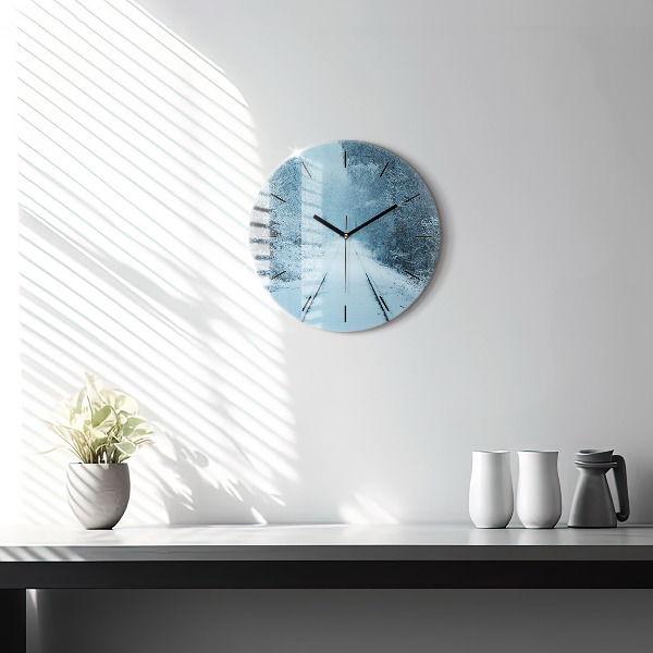 Ceas rotund de perete din sticlă Căprioare pe șine