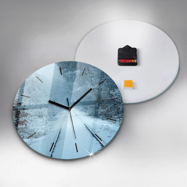 Ceas rotund de perete din sticlă Căprioare pe șine