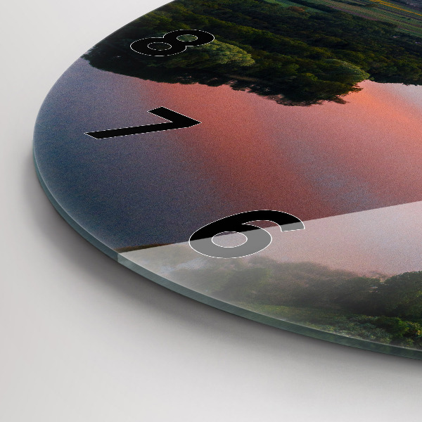 Ceas rotund de perete din sticlă Vedere la lac