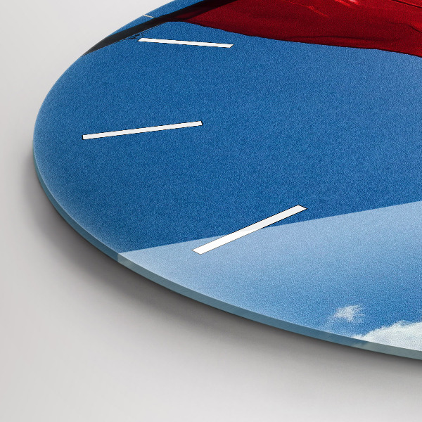 Ceas rotund de perete din sticlă Steagul polonez pe cer