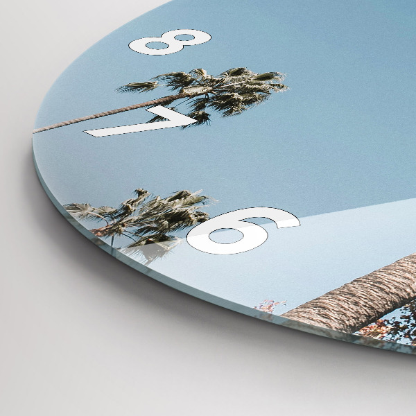 Ceas rotund de perete din sticlă Palmieri din Los Angeles