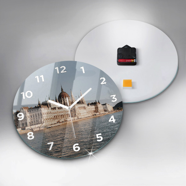 Ceas rotund de perete din sticlă Parlamentul de la Budapesta