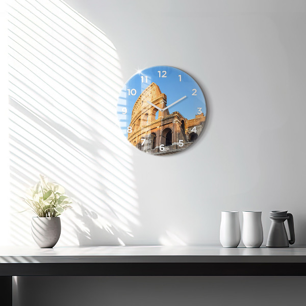 Ceas rotund de perete din sticlă Colosseumul din Roma