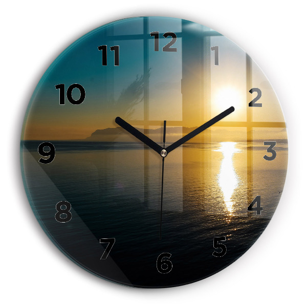 Ceas rotund de perete din sticlă Peisaj de răsărit