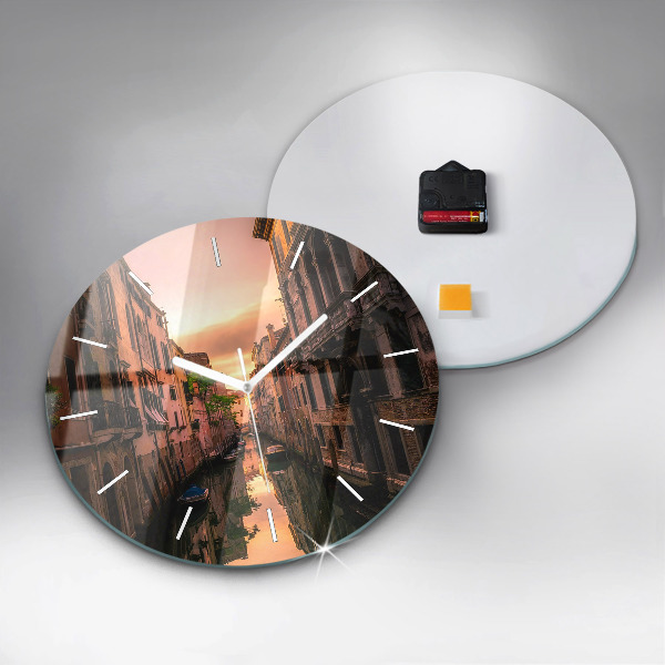 Ceas rotund de perete din sticlă Vedere asupra canalului din oraș