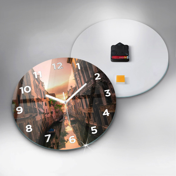 Ceas rotund de perete din sticlă Vedere asupra canalului din oraș