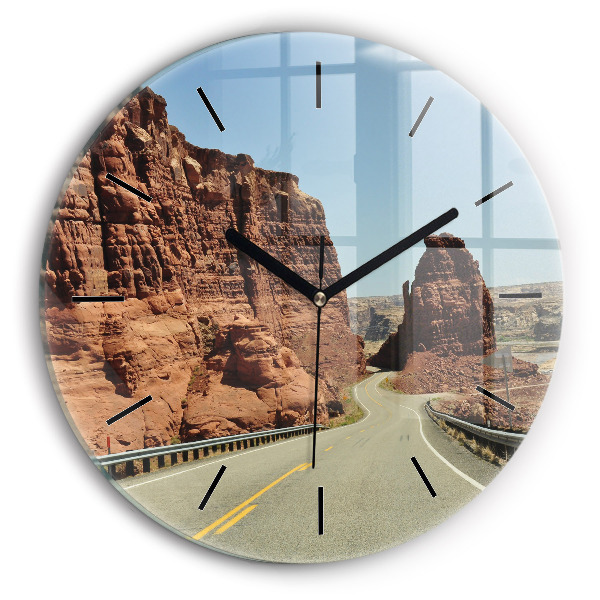 Ceas rotund de perete din sticlă Route 66 în SUA