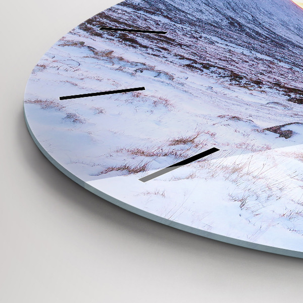 Ceas rotund de perete din sticlă Cabană la munte