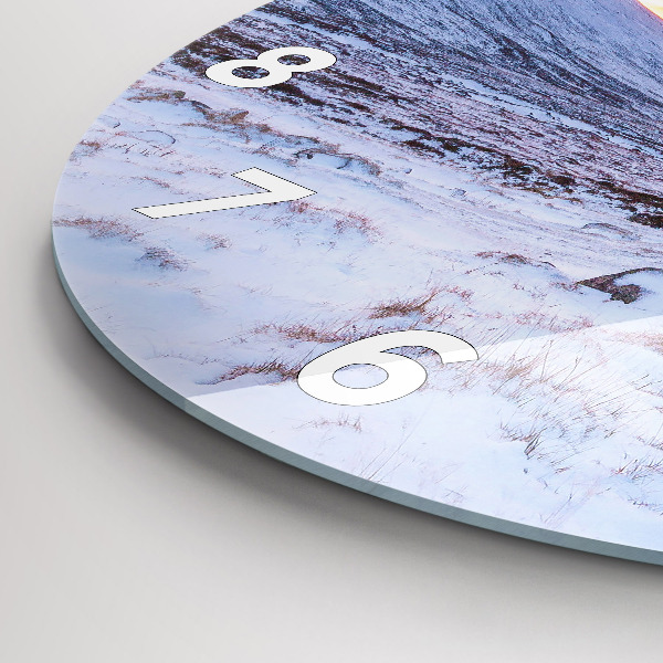 Ceas rotund de perete din sticlă Cabană la munte