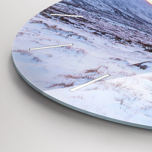 Ceas rotund de perete din sticlă Cabană la munte