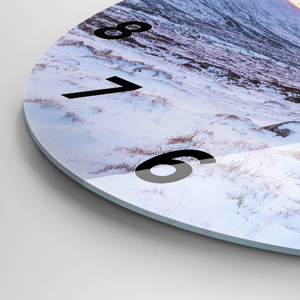 Ceas rotund de perete din sticlă Cabană la munte