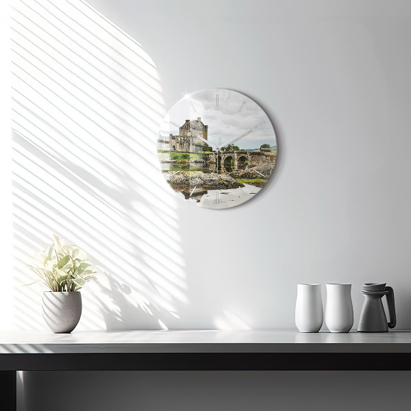 Ceas rotund de perete din sticlă Castelul Eilean Donan, Scoția