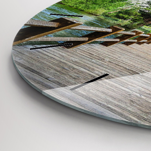 Ceas rotund de perete din sticlă Pod de lemn Yosemite