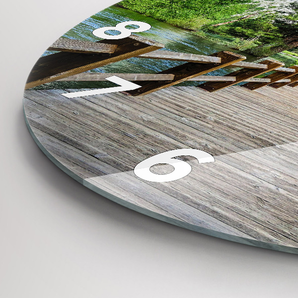 Ceas rotund de perete din sticlă Pod de lemn Yosemite