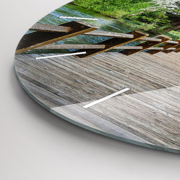 Ceas rotund de perete din sticlă Pod de lemn Yosemite