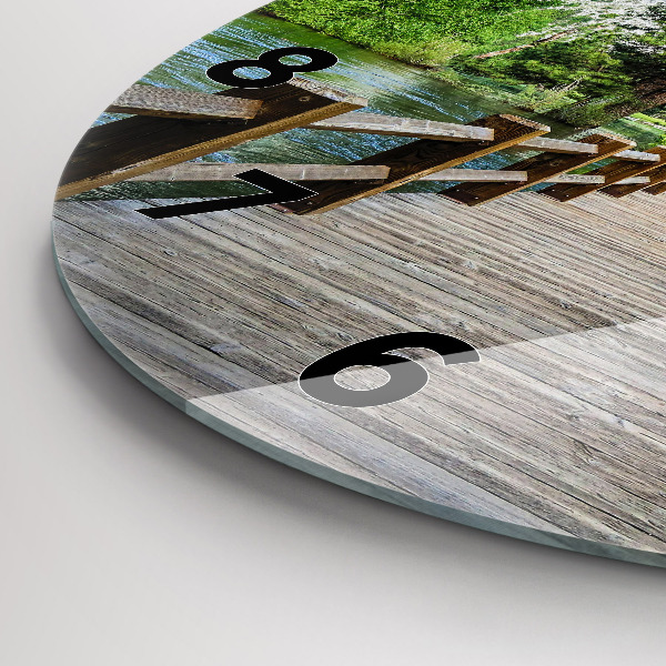 Ceas rotund de perete din sticlă Pod de lemn Yosemite
