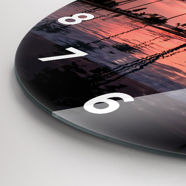 Ceas rotund de perete din sticlă Palmieri din Hawaii