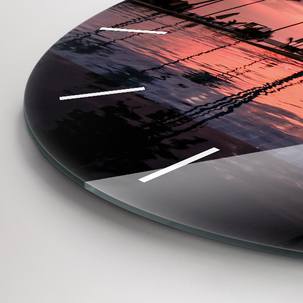 Ceas rotund de perete din sticlă Palmieri din Hawaii