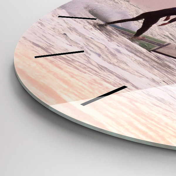 Ceas rotund de perete din sticlă Surfer în Hawaii