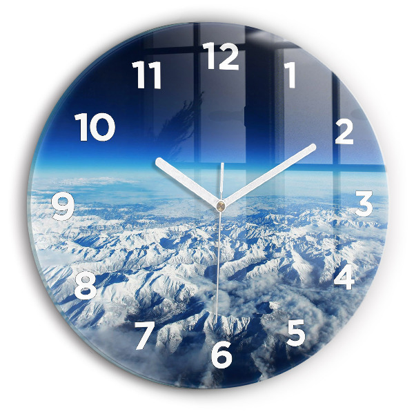 Ceas rotund de perete din sticlă Peisaj din Munții Pirinei