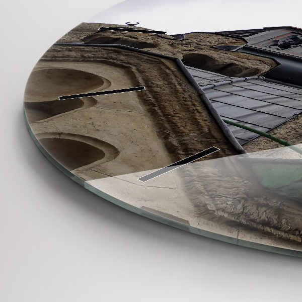 Ceas rotund de perete din sticlă Statuia Maicii Domnului din Lyon