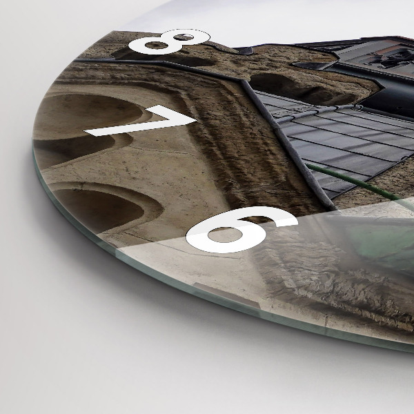 Ceas rotund de perete din sticlă Statuia Maicii Domnului din Lyon