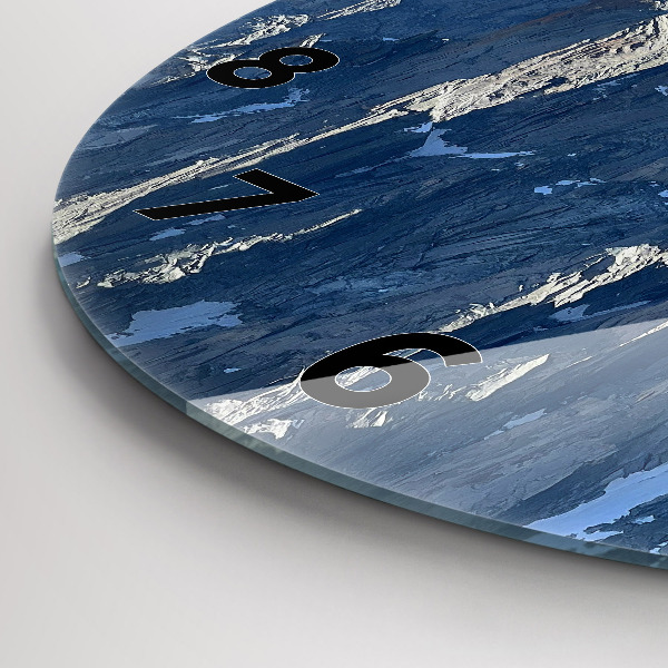 Ceas rotund de perete din sticlă Munții Alpi iarna