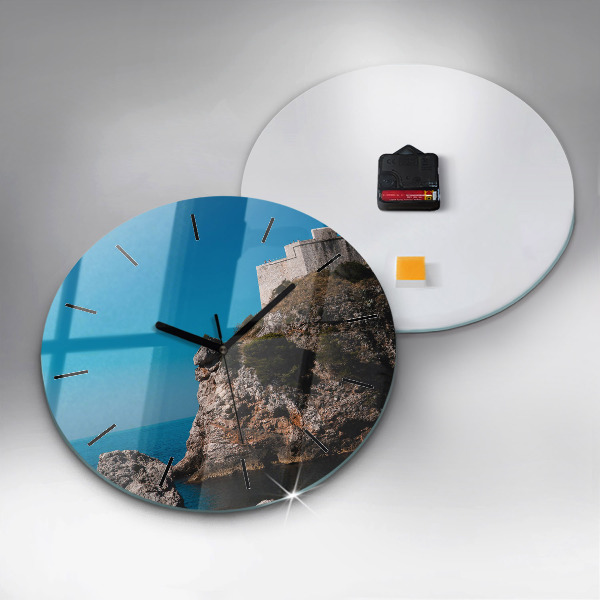 Ceas rotund de perete din sticlă Stânci din Dubrovnik