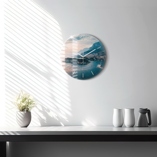 Ceas rotund de perete din sticlă Insulă din Croația