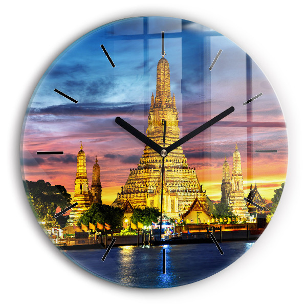 Ceas rotund de perete din sticlă Templul din Bangkok