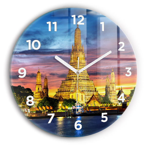 Ceas rotund de perete din sticlă Templul din Bangkok