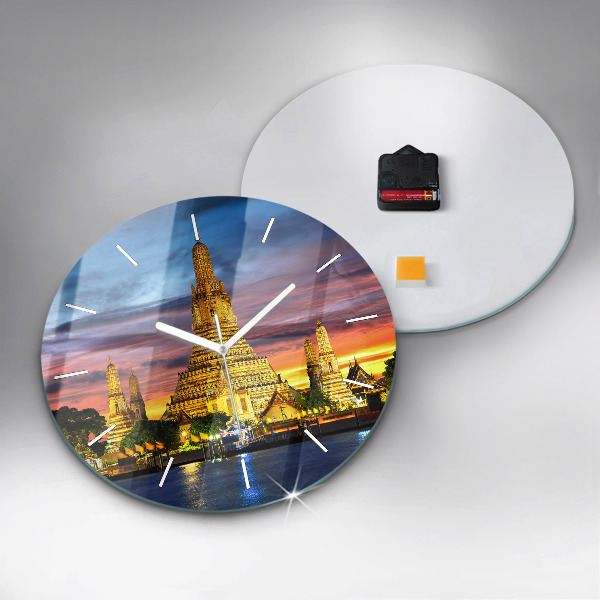 Ceas rotund de perete din sticlă Templul din Bangkok