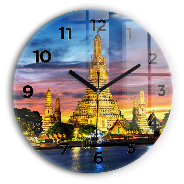 Ceas rotund de perete din sticlă Templul din Bangkok