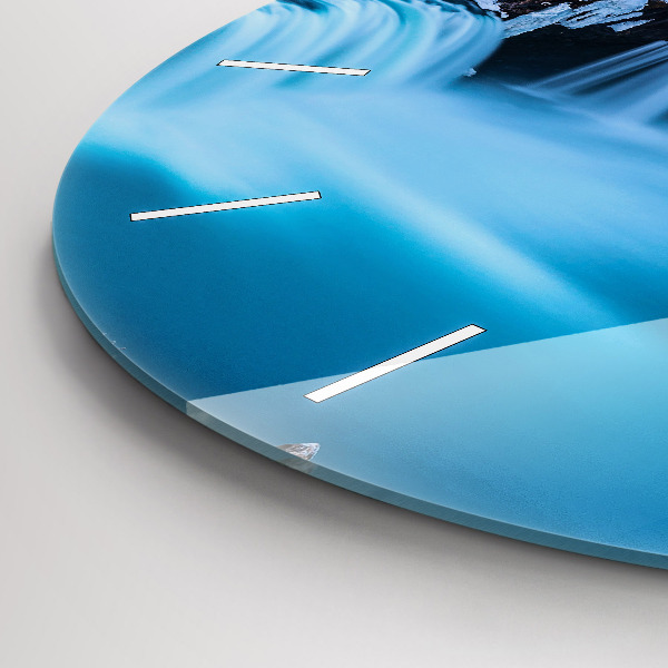 Ceas rotund de perete din sticlă Cascada Godafoss Islanda