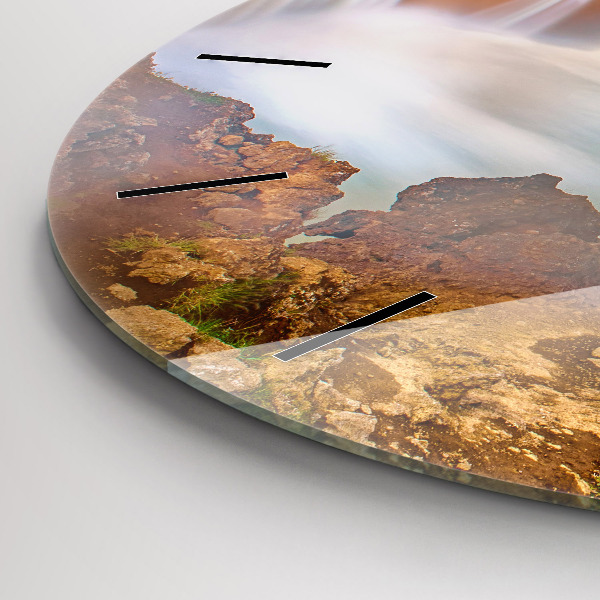 Ceas rotund de perete din sticlă Godafoss în Islanda