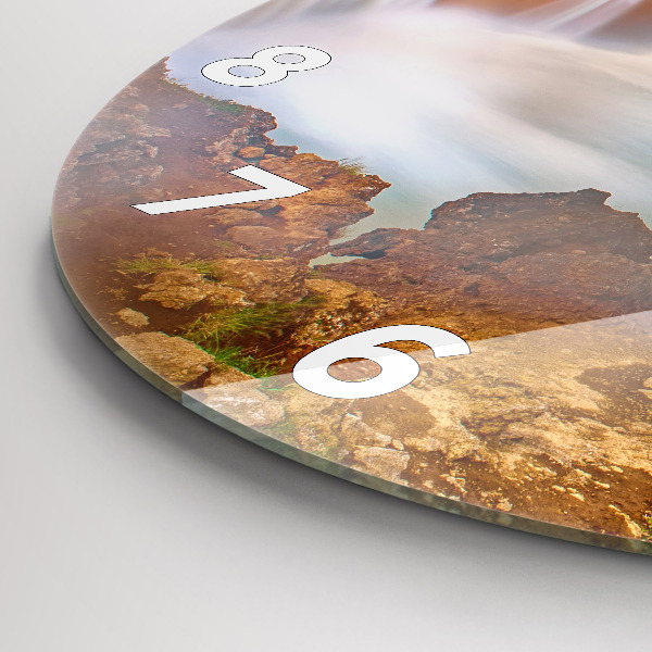 Ceas rotund de perete din sticlă Godafoss în Islanda