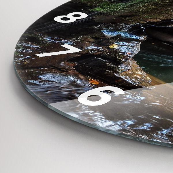 Ceas rotund de perete din sticlă Cascada și stâncile Islandei