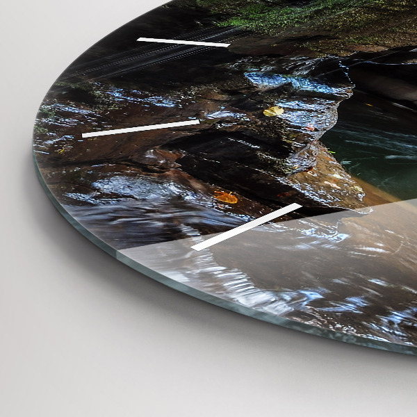 Ceas rotund de perete din sticlă Cascada și stâncile Islandei