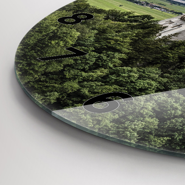 Ceas rotund de perete din sticlă Castelul Neuschwanstein