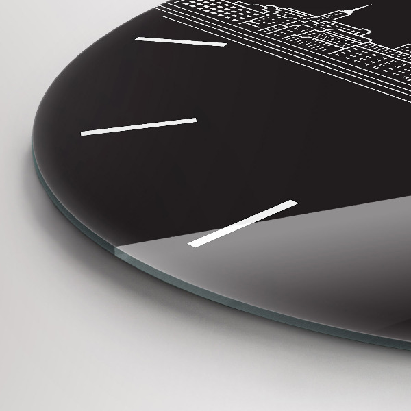 Ceas rotund de perete din sticlă Desen orașul Ostrava