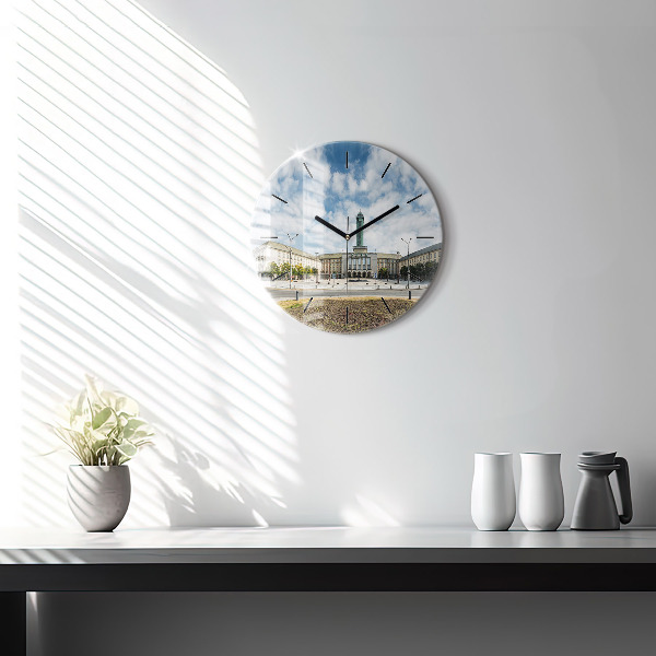Ceas rotund de perete din sticlă Panorama orasului Ostrava