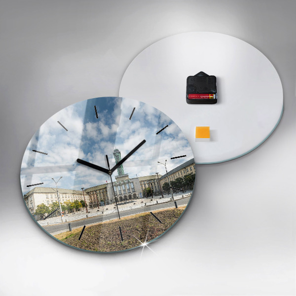 Ceas rotund de perete din sticlă Panorama orasului Ostrava