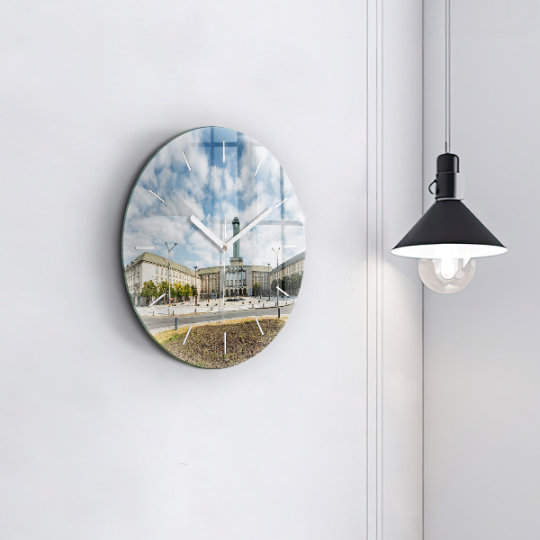 Ceas rotund de perete din sticlă Panorama orasului Ostrava
