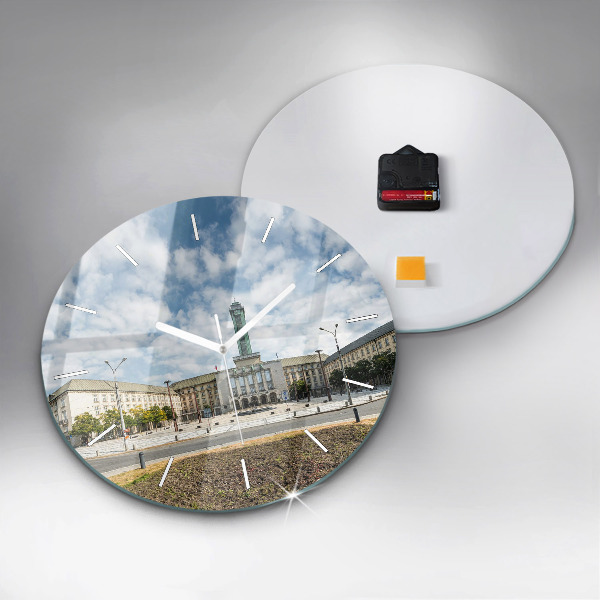 Ceas rotund de perete din sticlă Panorama orasului Ostrava