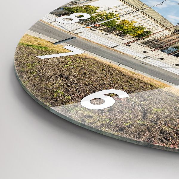 Ceas rotund de perete din sticlă Panorama orasului Ostrava