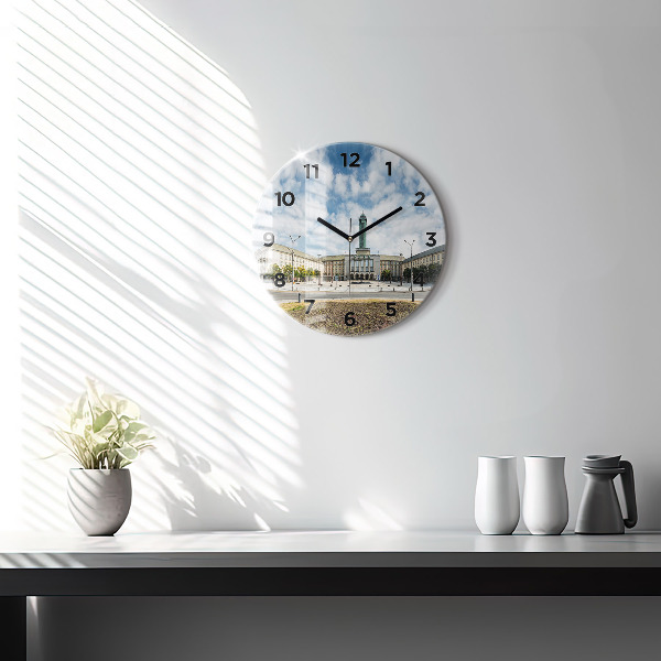 Ceas rotund de perete din sticlă Panorama orasului Ostrava