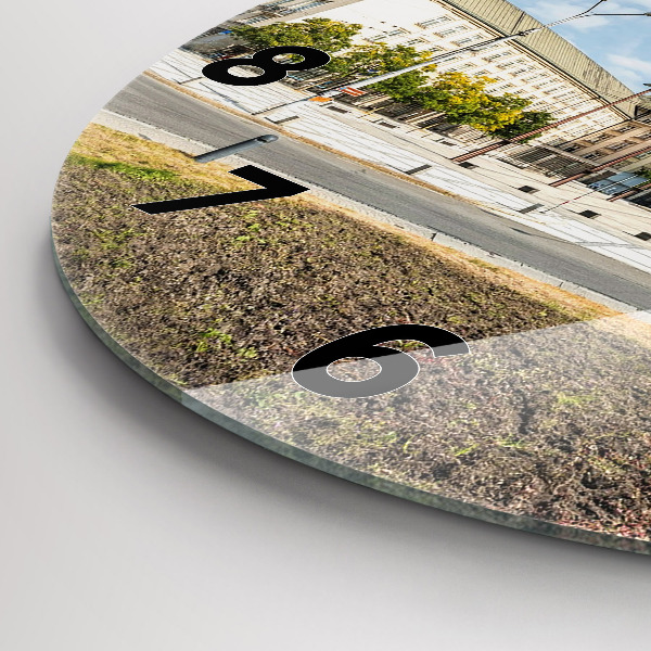 Ceas rotund de perete din sticlă Panorama orasului Ostrava