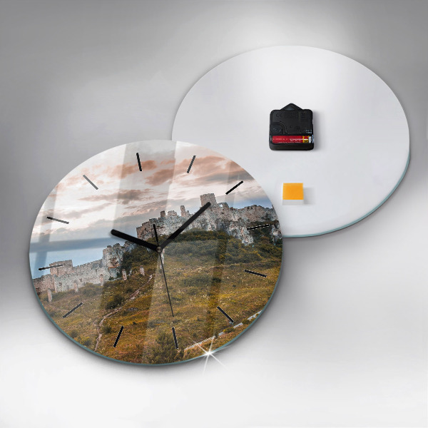 Ceas rotund de perete din sticlă Castelul Spiš din Slovacia