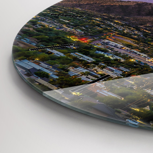 Ceas rotund de perete din sticlă Peisaj montan